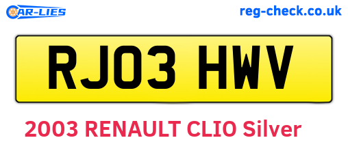 RJ03HWV are the vehicle registration plates.