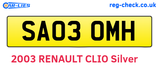 SA03OMH are the vehicle registration plates.