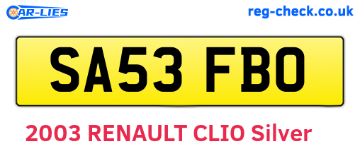 SA53FBO are the vehicle registration plates.