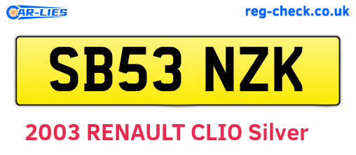 SB53NZK are the vehicle registration plates.