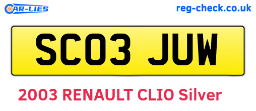 SC03JUW are the vehicle registration plates.