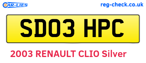 SD03HPC are the vehicle registration plates.