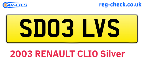 SD03LVS are the vehicle registration plates.