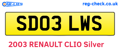 SD03LWS are the vehicle registration plates.