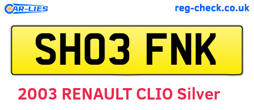 SH03FNK are the vehicle registration plates.