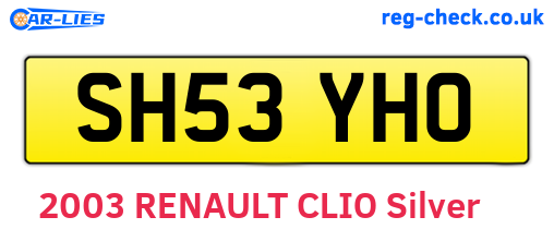 SH53YHO are the vehicle registration plates.