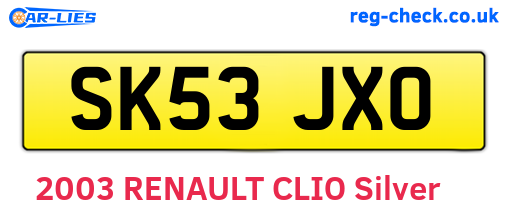 SK53JXO are the vehicle registration plates.