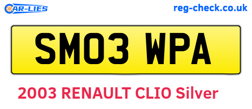 SM03WPA are the vehicle registration plates.