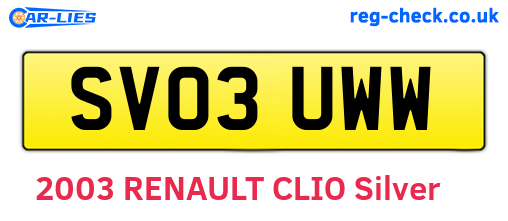 SV03UWW are the vehicle registration plates.