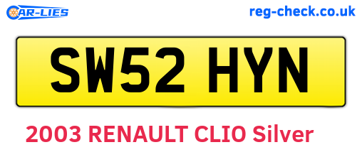 SW52HYN are the vehicle registration plates.