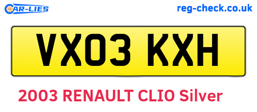 VX03KXH are the vehicle registration plates.