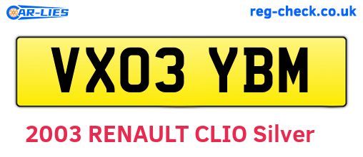 VX03YBM are the vehicle registration plates.