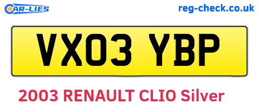 VX03YBP are the vehicle registration plates.