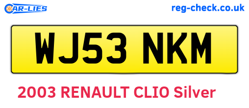 WJ53NKM are the vehicle registration plates.