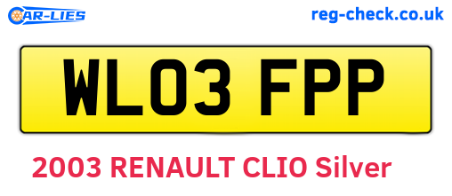 WL03FPP are the vehicle registration plates.