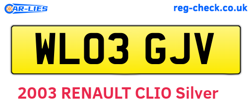 WL03GJV are the vehicle registration plates.