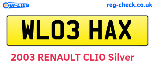 WL03HAX are the vehicle registration plates.