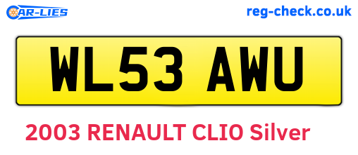 WL53AWU are the vehicle registration plates.