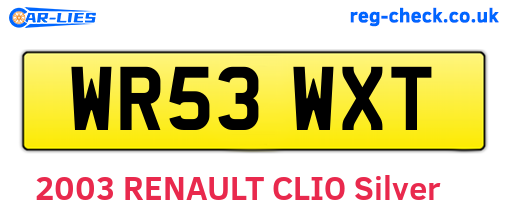WR53WXT are the vehicle registration plates.