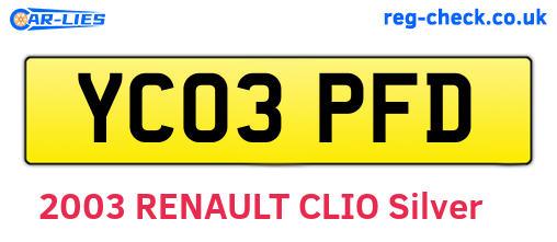 YC03PFD are the vehicle registration plates.