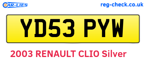 YD53PYW are the vehicle registration plates.