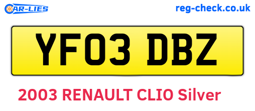 YF03DBZ are the vehicle registration plates.