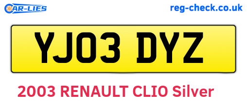 YJ03DYZ are the vehicle registration plates.