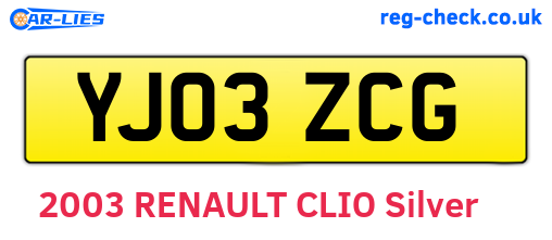 YJ03ZCG are the vehicle registration plates.