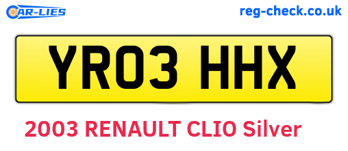 YR03HHX are the vehicle registration plates.