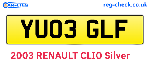 YU03GLF are the vehicle registration plates.