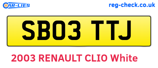 SB03TTJ are the vehicle registration plates.