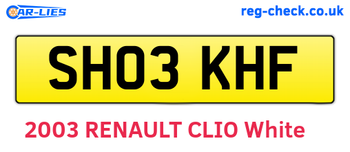 SH03KHF are the vehicle registration plates.