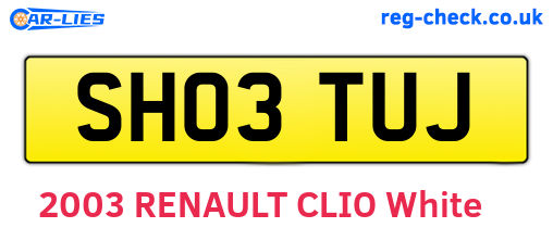 SH03TUJ are the vehicle registration plates.