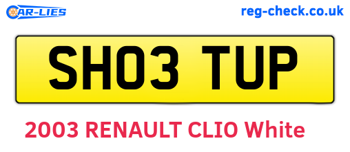 SH03TUP are the vehicle registration plates.