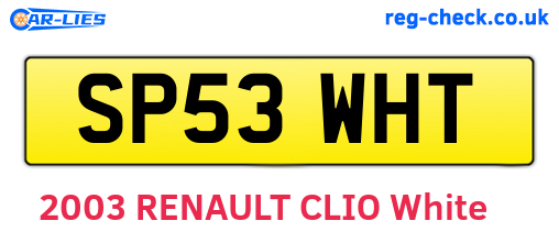 SP53WHT are the vehicle registration plates.