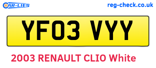 YF03VYY are the vehicle registration plates.