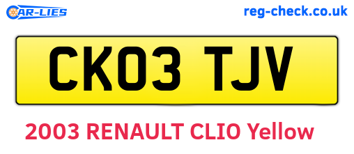 CK03TJV are the vehicle registration plates.