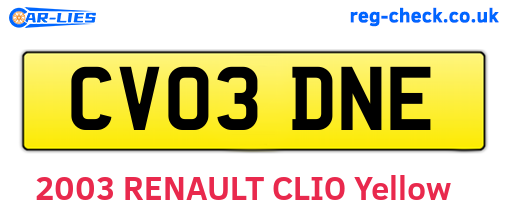CV03DNE are the vehicle registration plates.