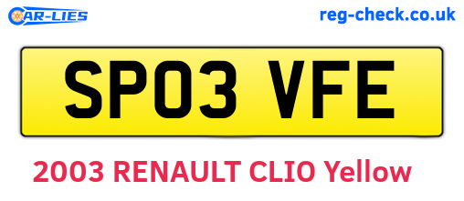 SP03VFE are the vehicle registration plates.