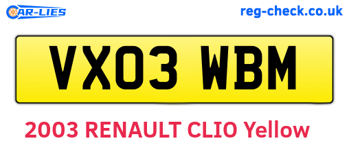 VX03WBM are the vehicle registration plates.