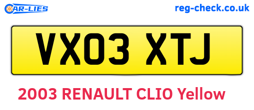 VX03XTJ are the vehicle registration plates.