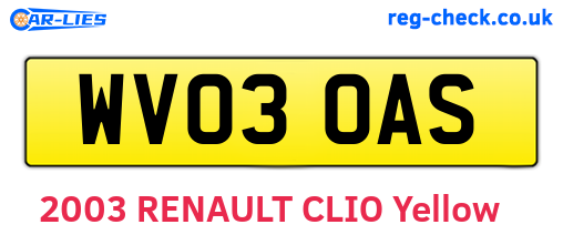 WV03OAS are the vehicle registration plates.
