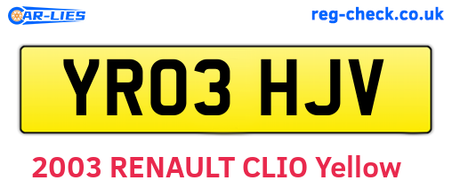 YR03HJV are the vehicle registration plates.