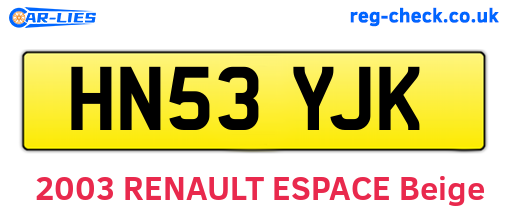 HN53YJK are the vehicle registration plates.