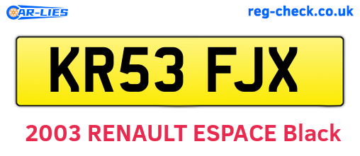 KR53FJX are the vehicle registration plates.