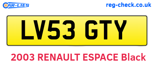 LV53GTY are the vehicle registration plates.
