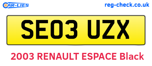 SE03UZX are the vehicle registration plates.