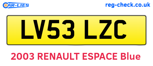 LV53LZC are the vehicle registration plates.
