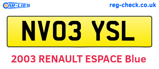 NV03YSL are the vehicle registration plates.