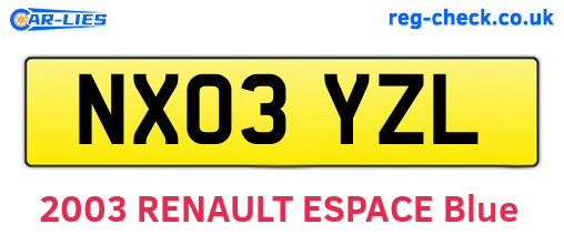 NX03YZL are the vehicle registration plates.